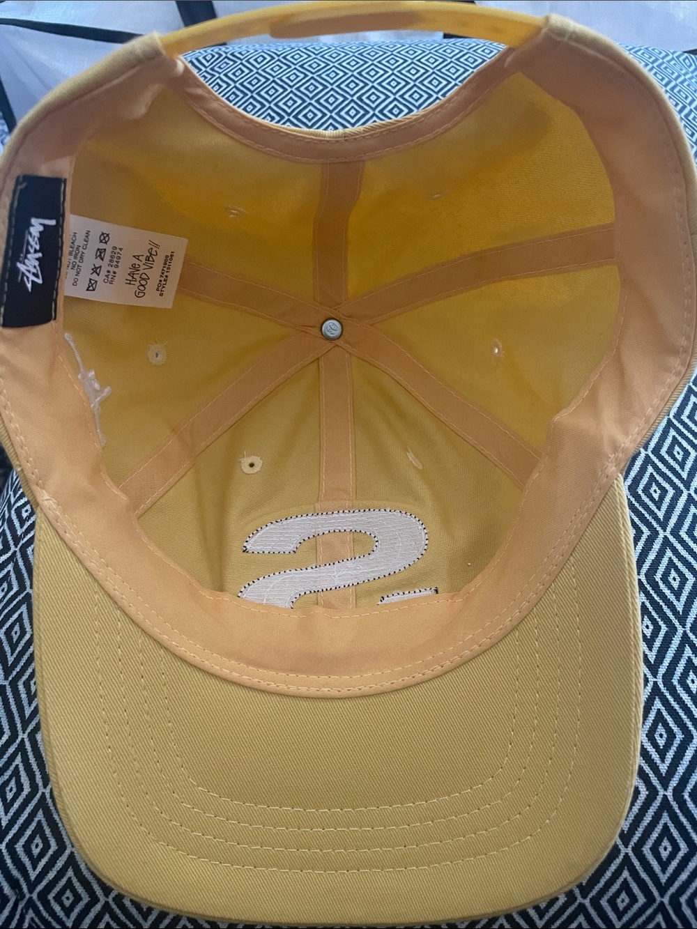 Stussy Yellow Baseball Cap with Black 'S' Patch - Picture 2 of 2